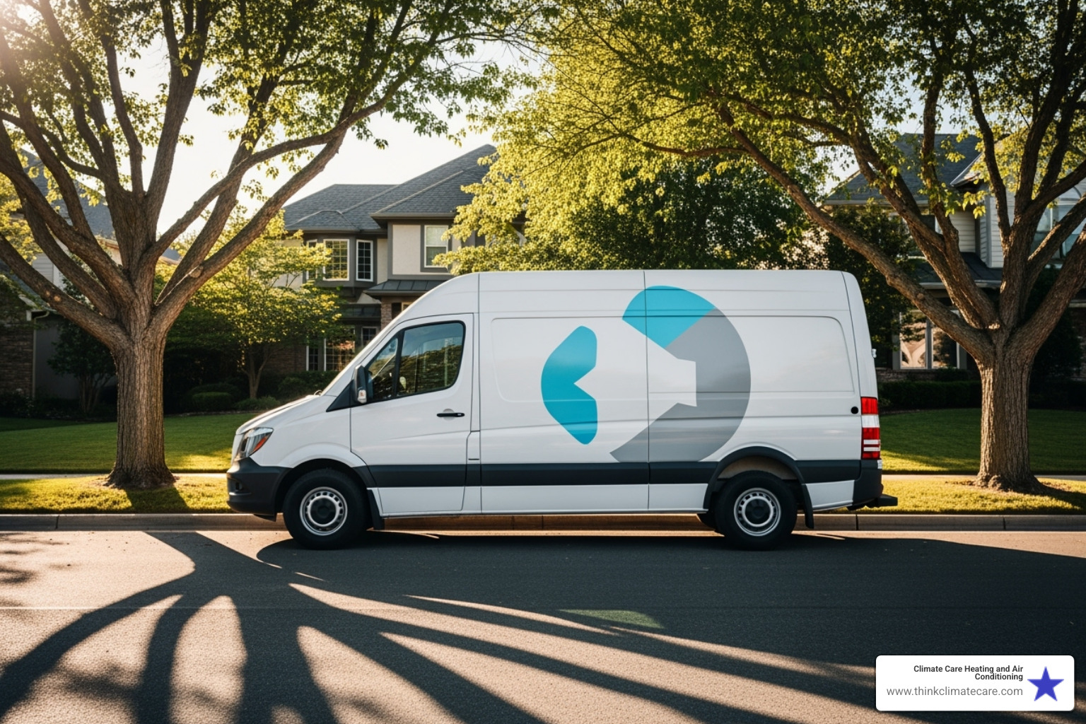 A friendly HVAC technician's service van parked in a suburban neighborhood, ready to provide local home comfort services. - ac repair west sacramento