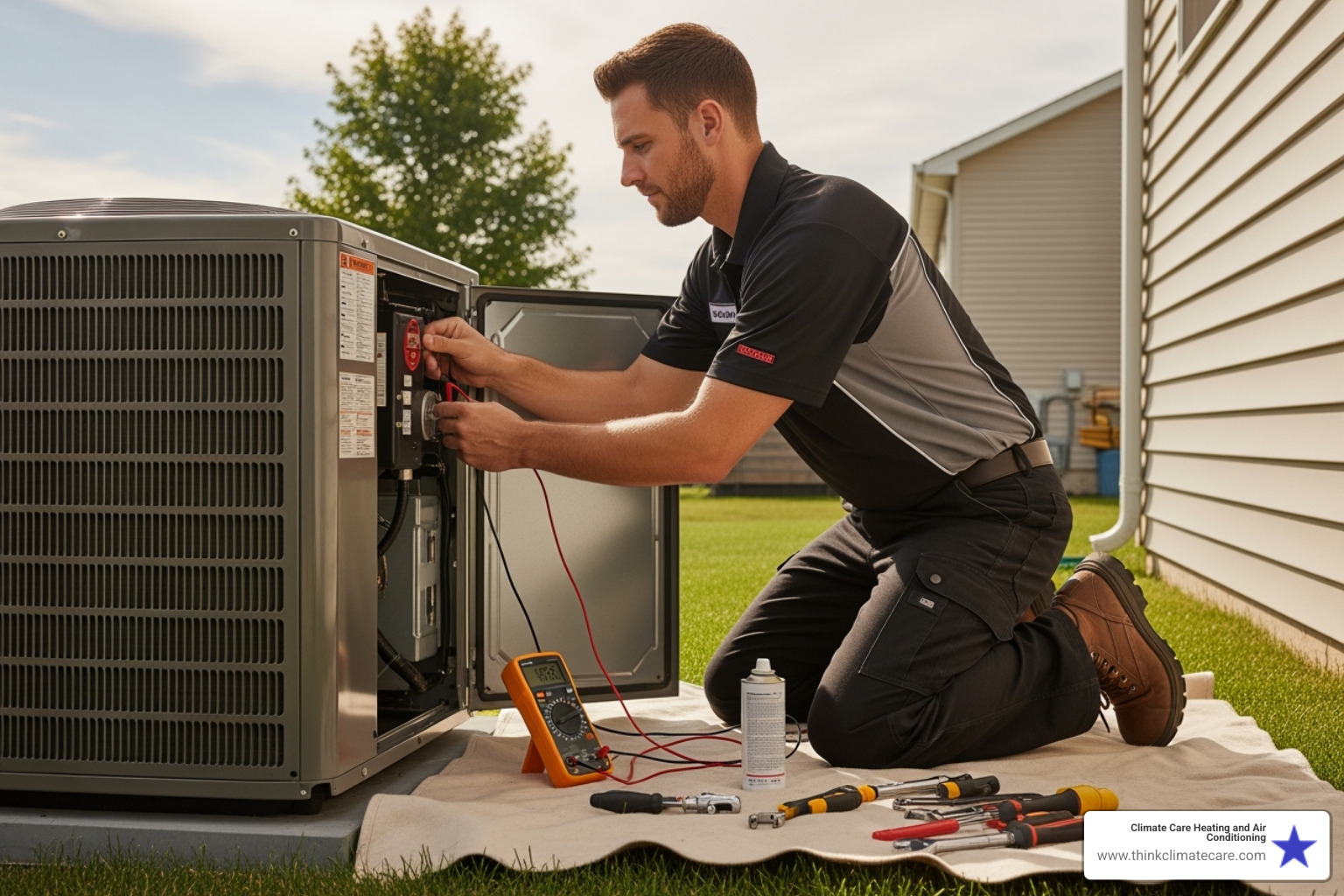 HVAC technician performing maintenance - HVAC system efficiency