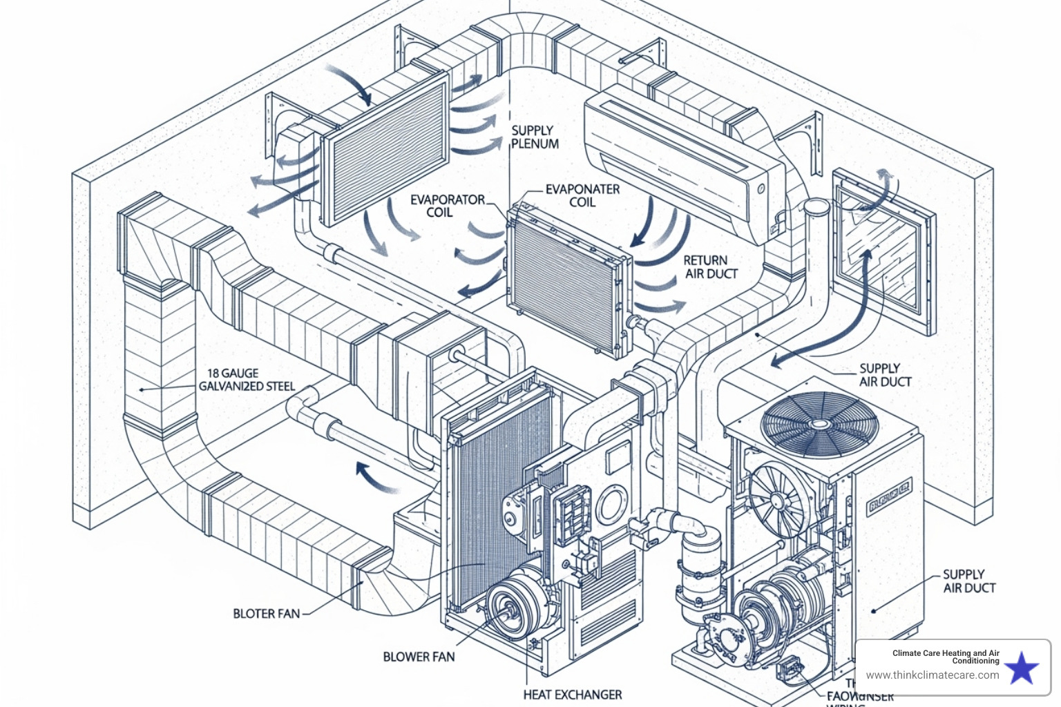 Image of a diagram showing the key components of an HVAC system - HVAC system diagnostic