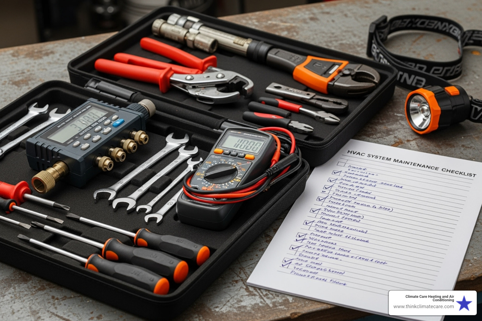 an HVAC technician's tool kit and checklist - HVAC preventative maintenance Sacramento