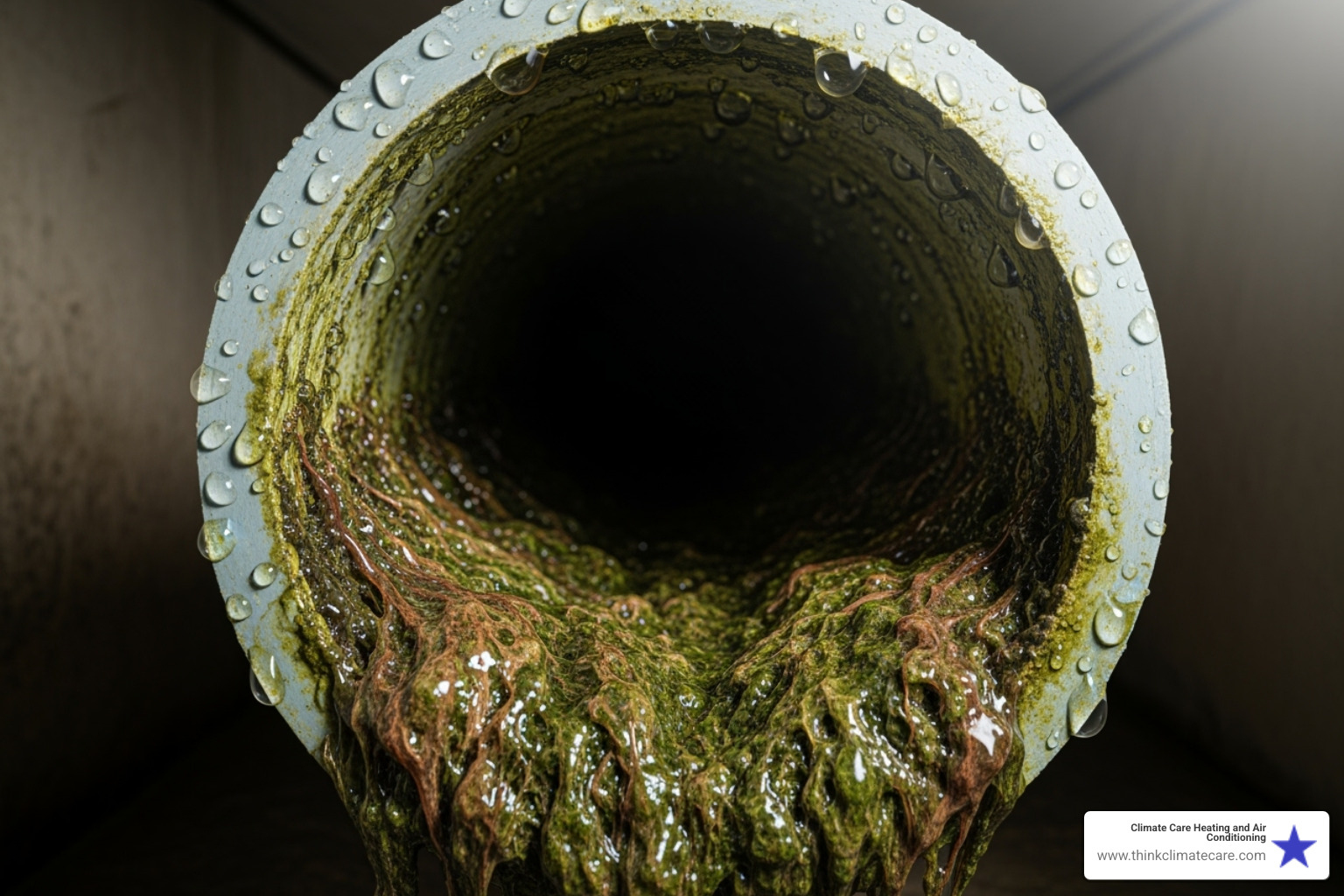 Slimy buildup inside a cut-open PVC pipe - ac drain clogged