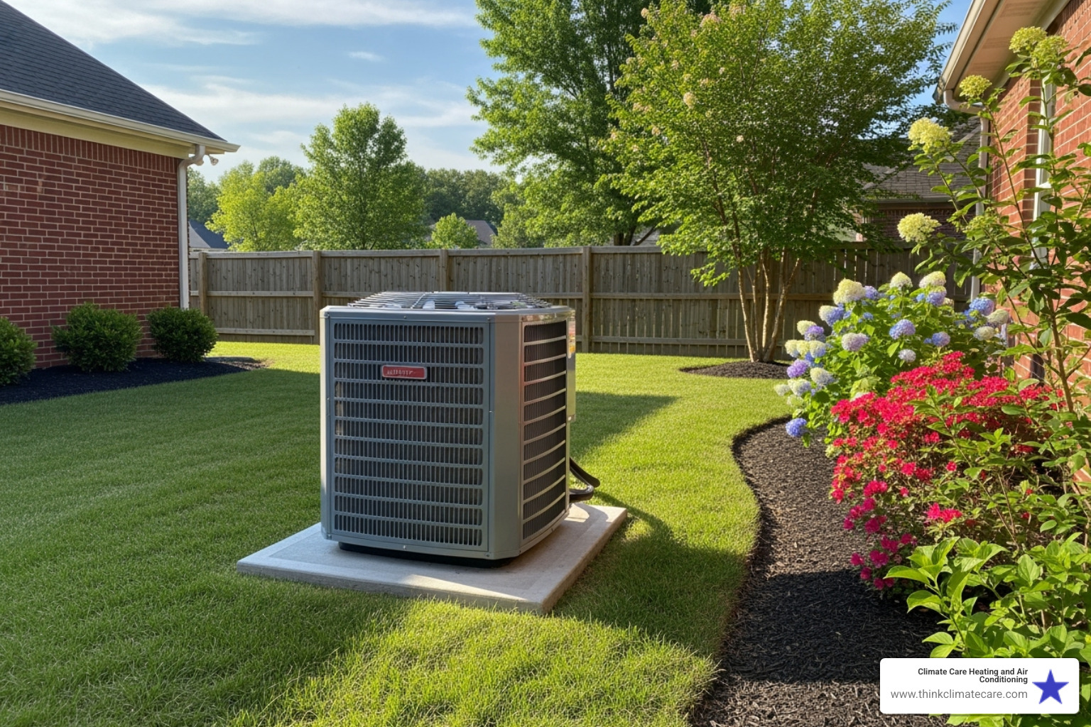 Clean and well-maintained outdoor AC unit - 24 hour AC repair
