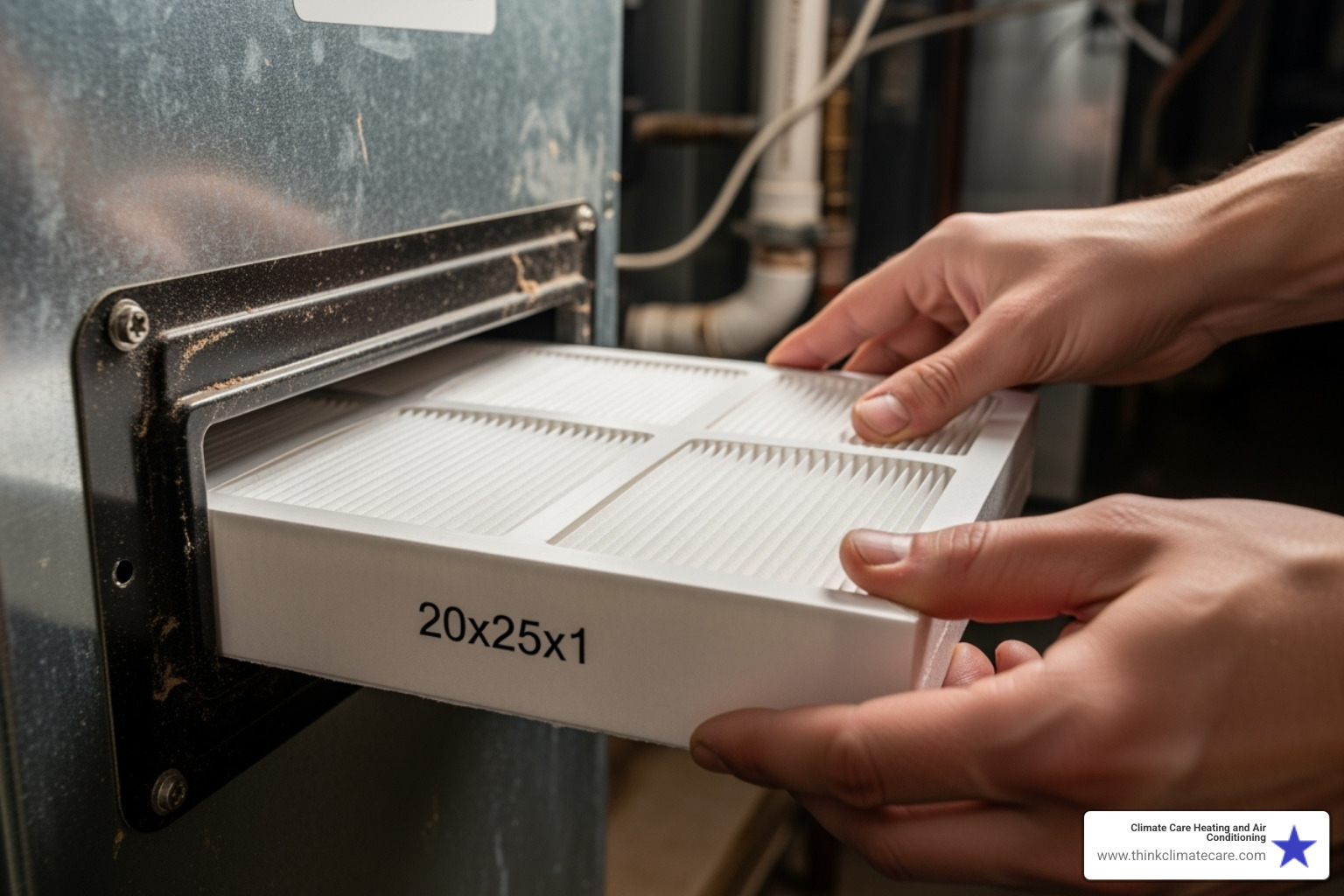 homeowner changing furnace filter - furnace repair and service sacramento