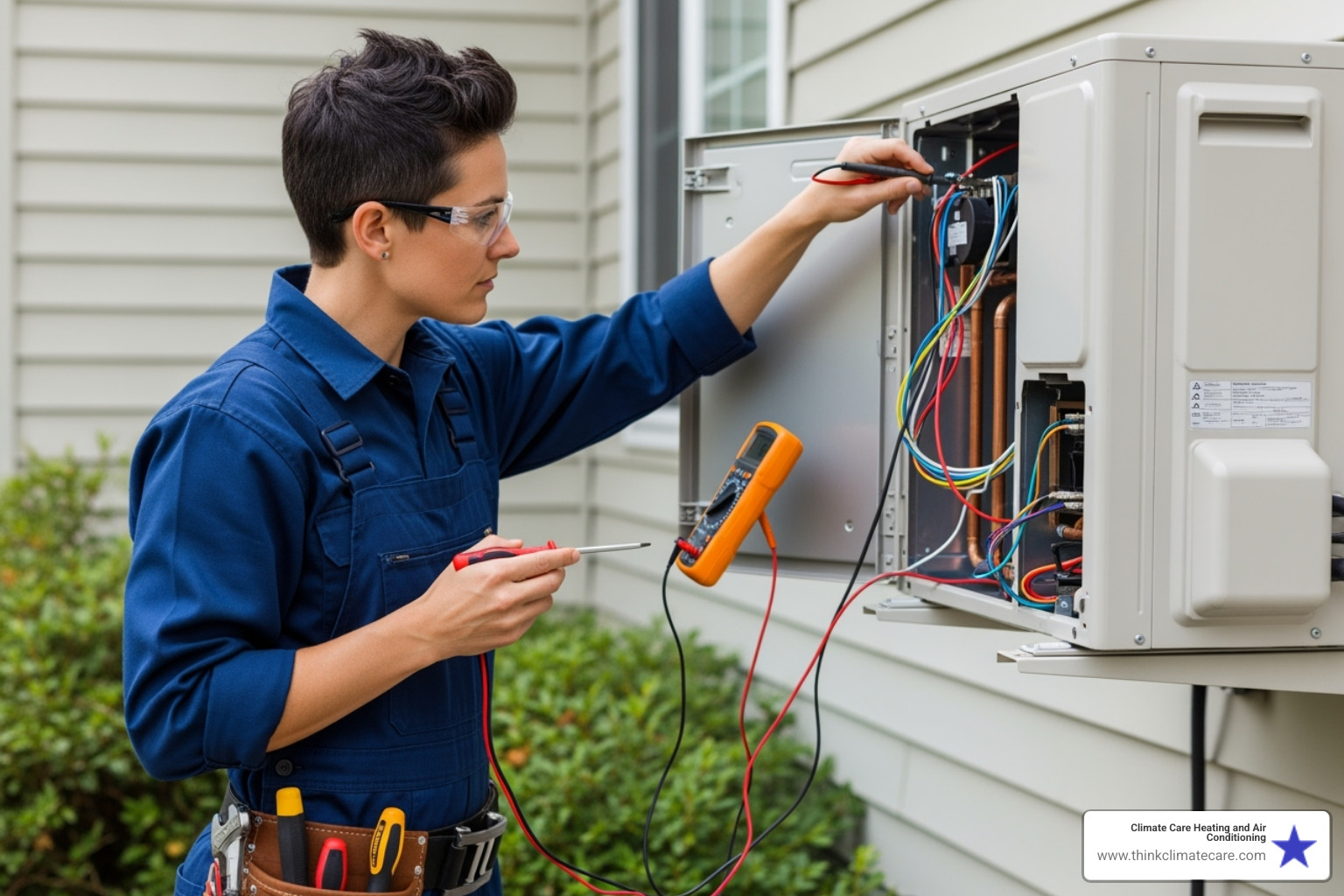 A technician working on a mini-split system - reliable hvac repair sacramento reviews A technician working on a mini-split system - reliable hvac repair sacramento reviews
