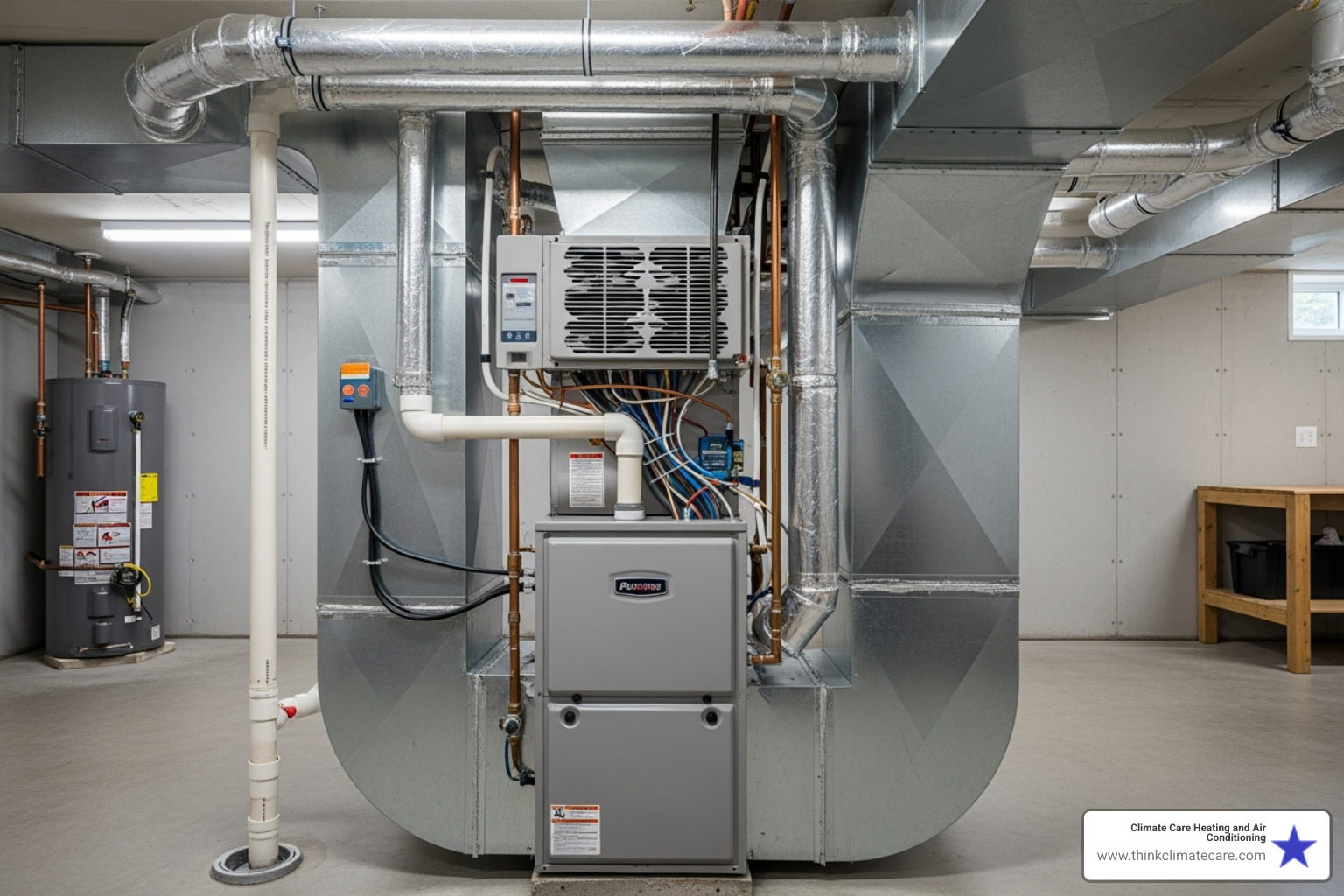 clean, well-organized HVAC system including furnace, coil, and ductwork - HVAC system design clean, well-organized HVAC system including furnace, coil, and ductwork - HVAC system design