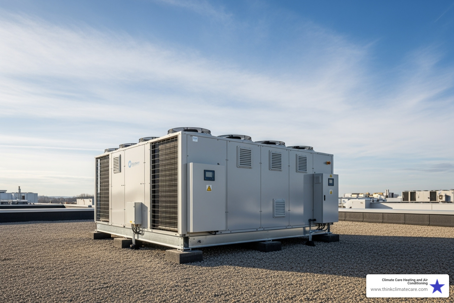 energy-efficient commercial HVAC unit on a rooftop - commercial hvac near me sacramento