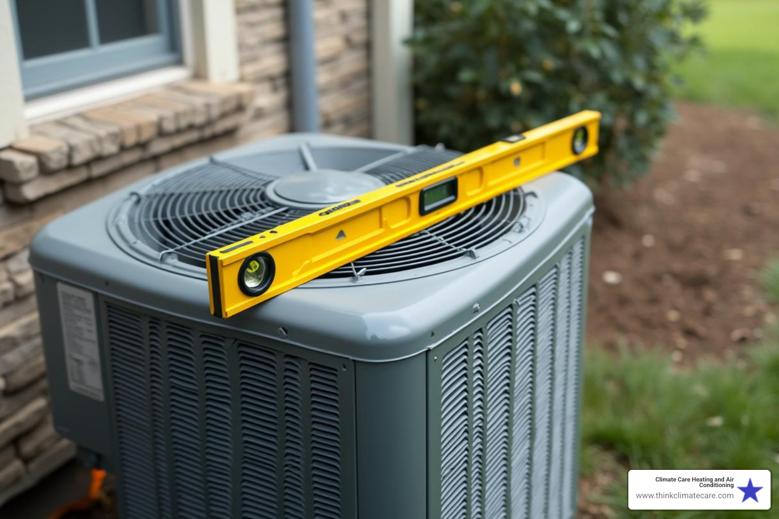 The condenser unit must be level to operate correctly, or, in the case of a heat pump, sloped slightly away from the home's foundation. - ac maintenance tips