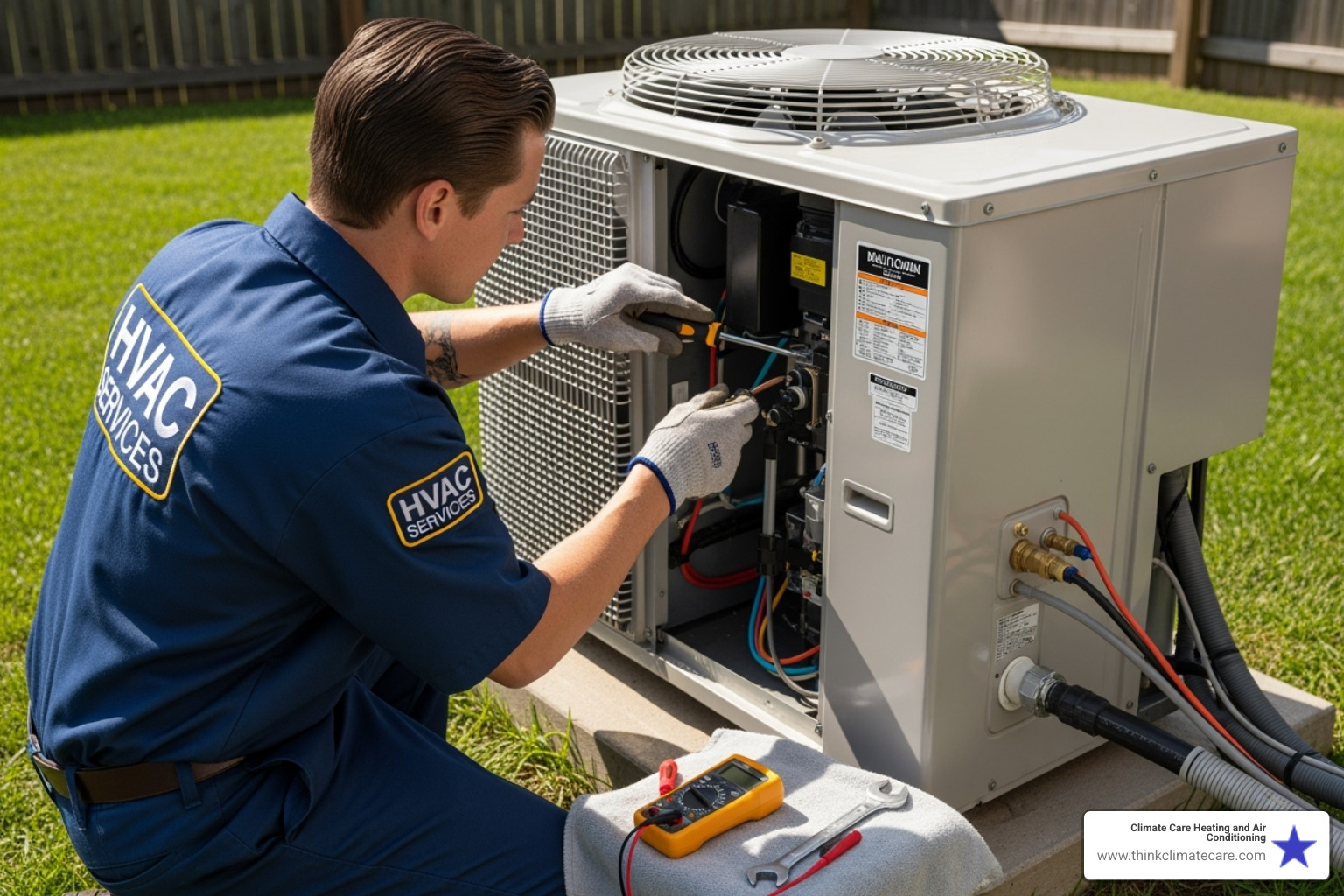 technician performing heat pump tune-up - heat pump service sacramento