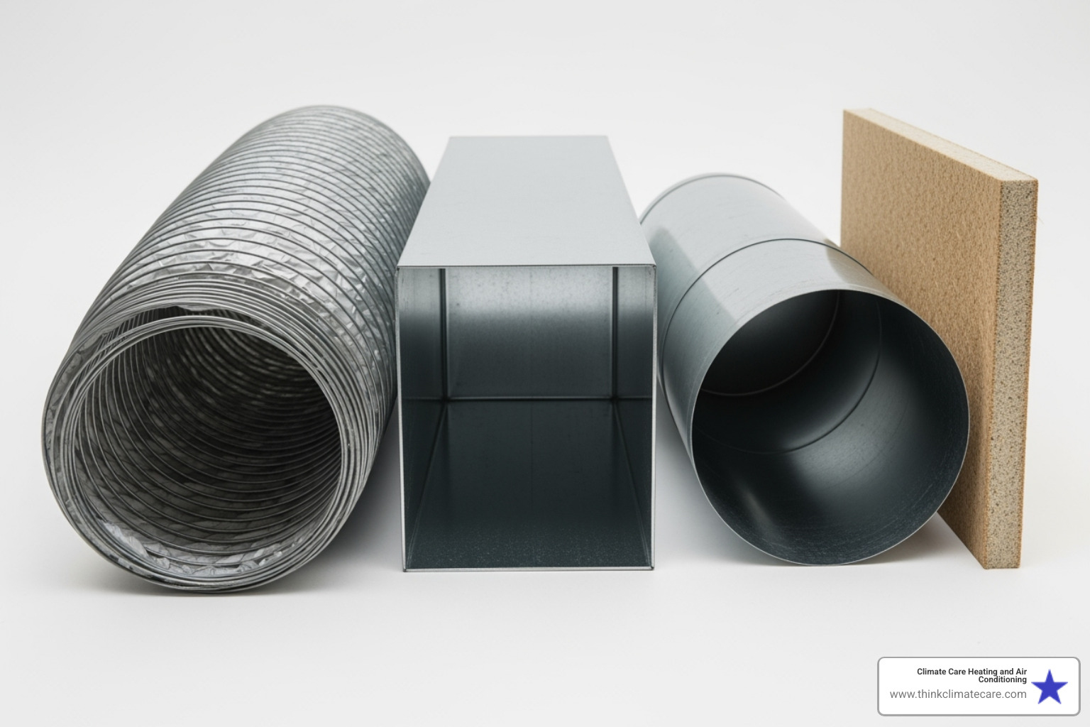 Different types of ductwork materials: flexible, rigid metal, and duct board - ductwork upgrade stockton Different types of ductwork materials: flexible, rigid metal, and duct board - ductwork upgrade stockton