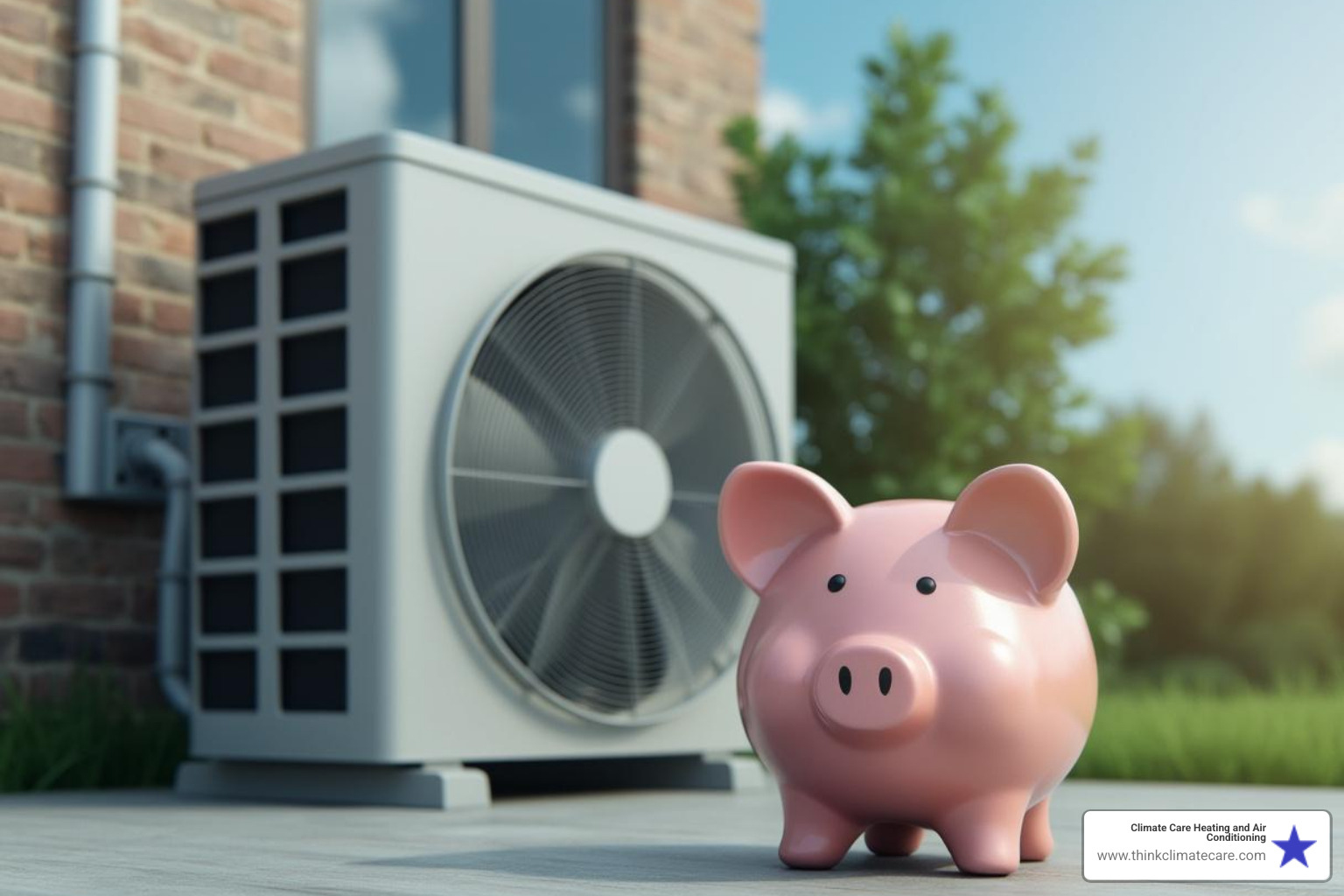 a piggy bank next to a new, efficient air conditioning unit - do any hvac companies in sacramento offer financing options a piggy bank next to a new, efficient air conditioning unit - do any hvac companies in sacramento offer financing options