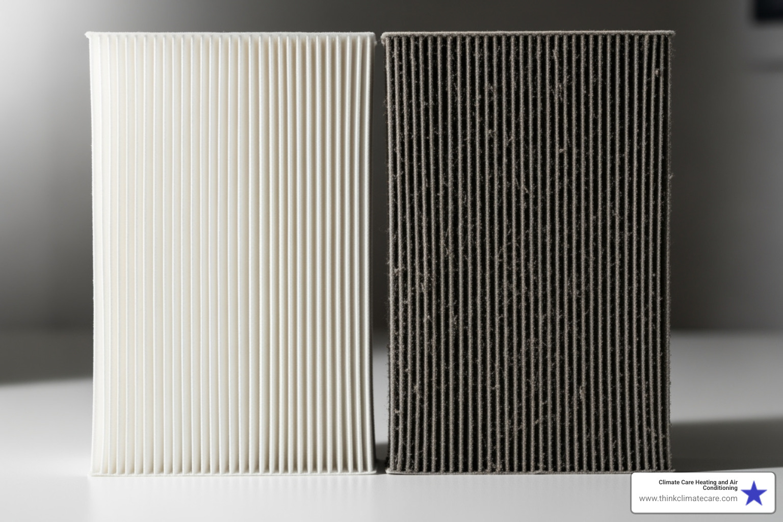 clean heat pump filter next to dirty one - best heat pump repair manteca ca