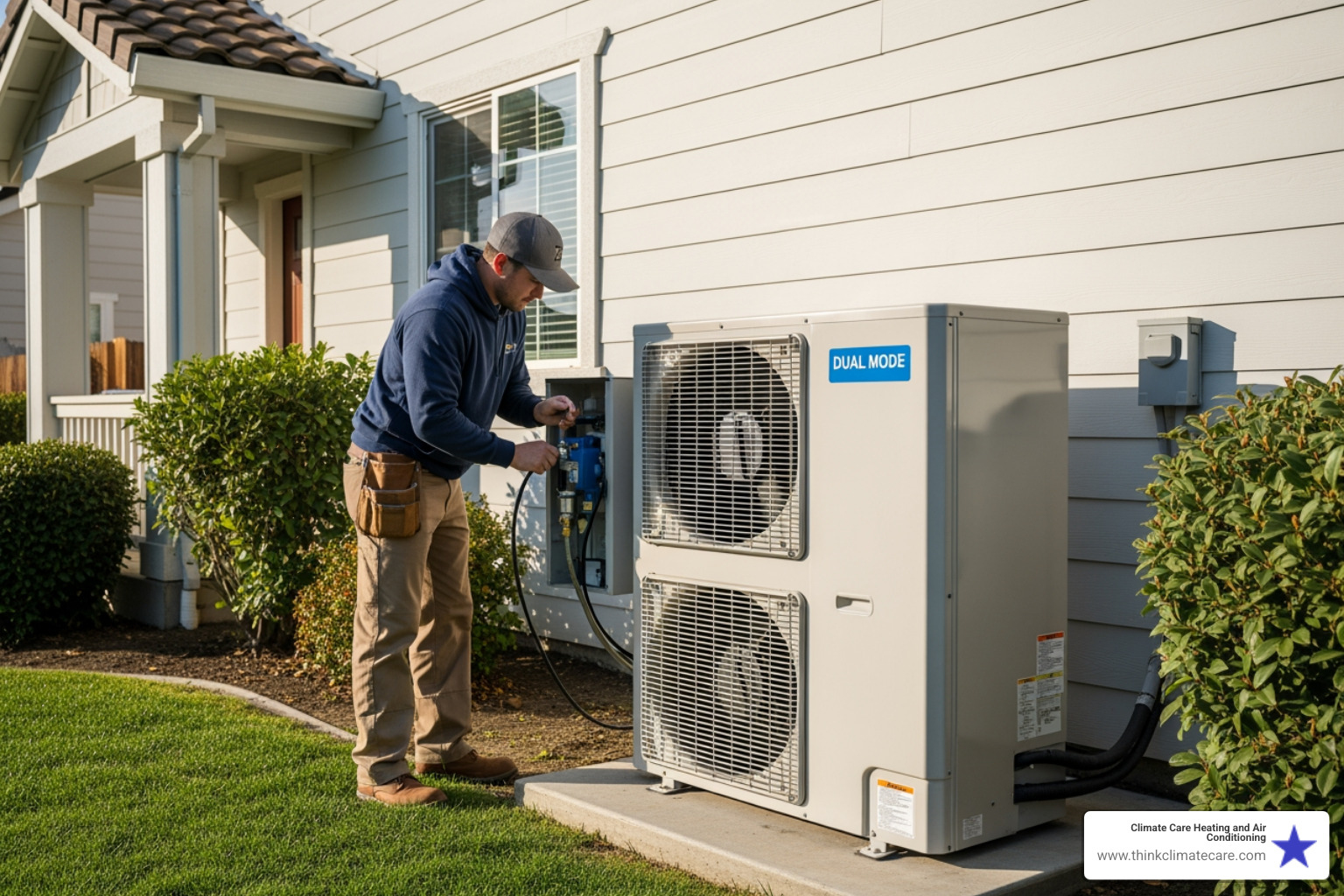 Which companies in Manteca specialize in installing dual mode heat pumps?
