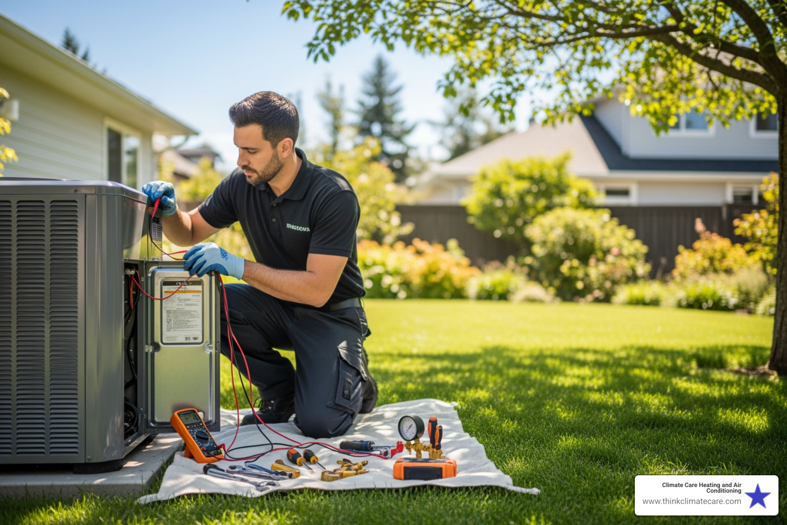 Infographic showing seasonal HVAC tune-up schedule for Elverta: spring AC tune-up includes filter replacement, coil cleaning, refrigerant check, and electrical inspection; fall furnace tune-up includes burner inspection, heat exchanger check, thermostat calibration, and safety testing; benefits include 30% energy efficiency improvement, extended system lifespan, and prevention of 90% of breakdowns - hvac tune-up in elverta, ca