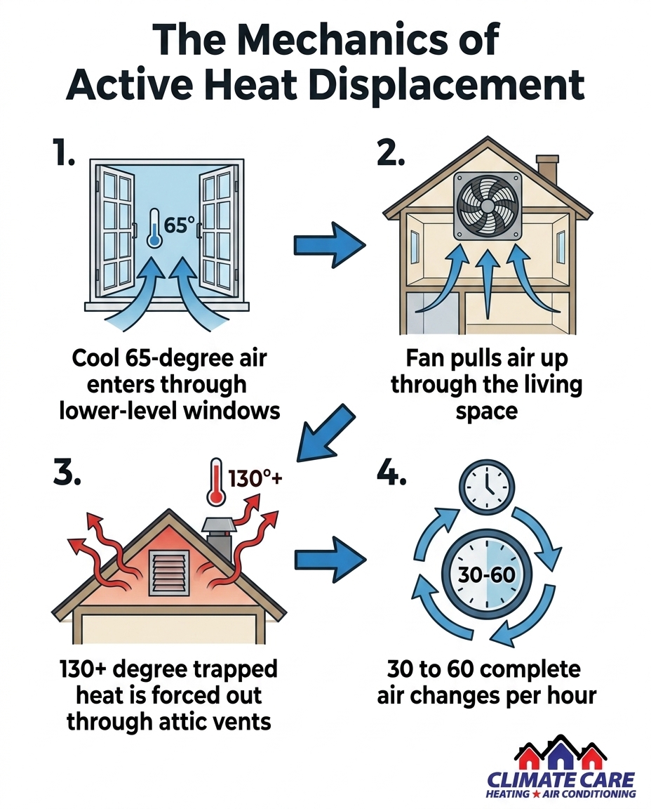 The Mechanics of Active Heat Displacement
