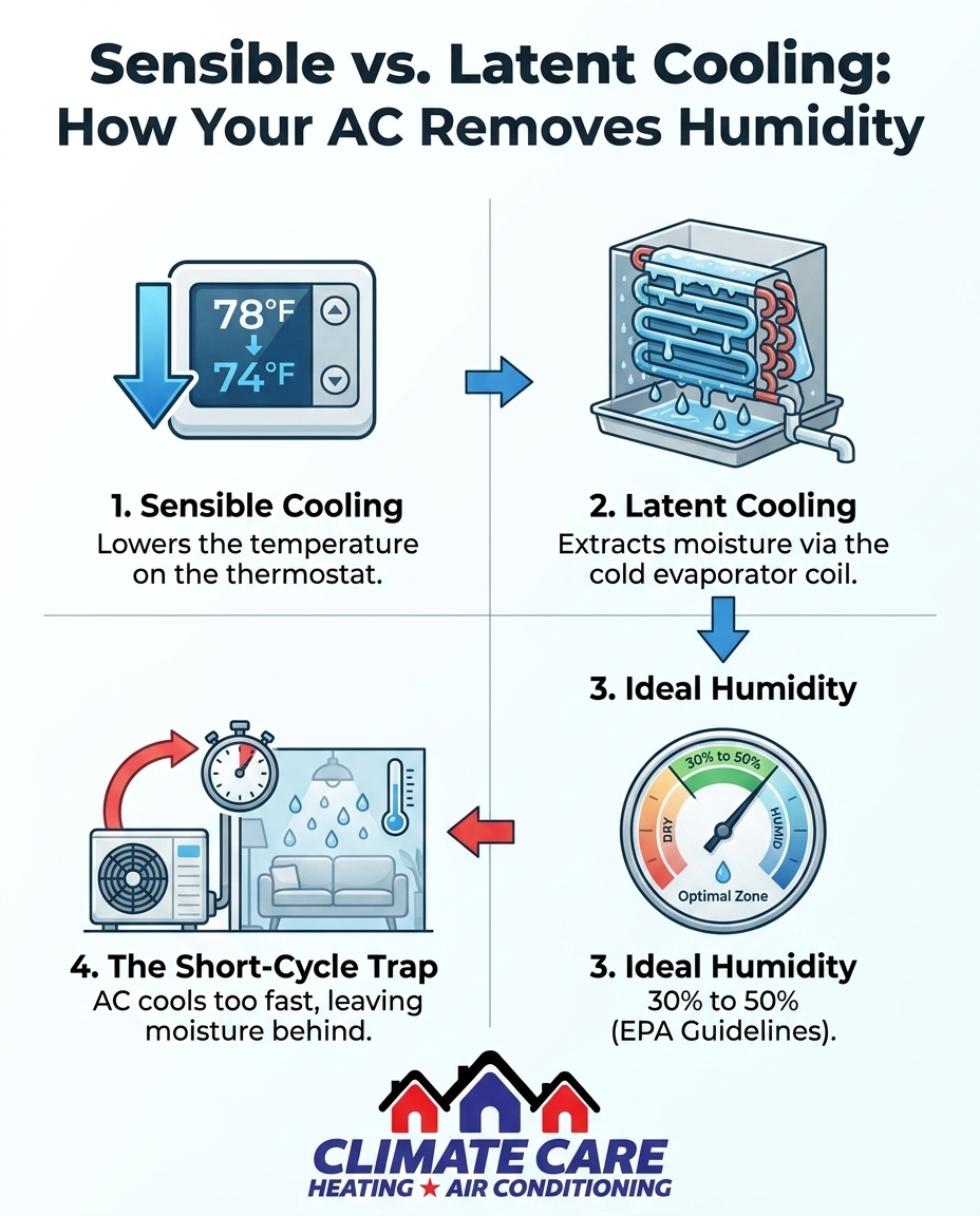 Sensible vs. Latent Cooling: How Your AC Removes Humidity