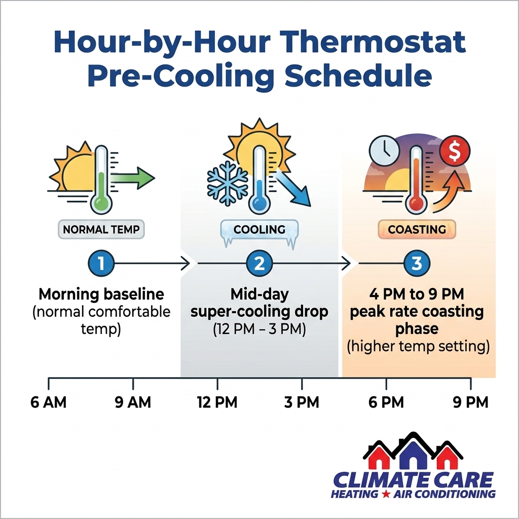 Hour-by-Hour Thermostat Pre-Cooling Schedule