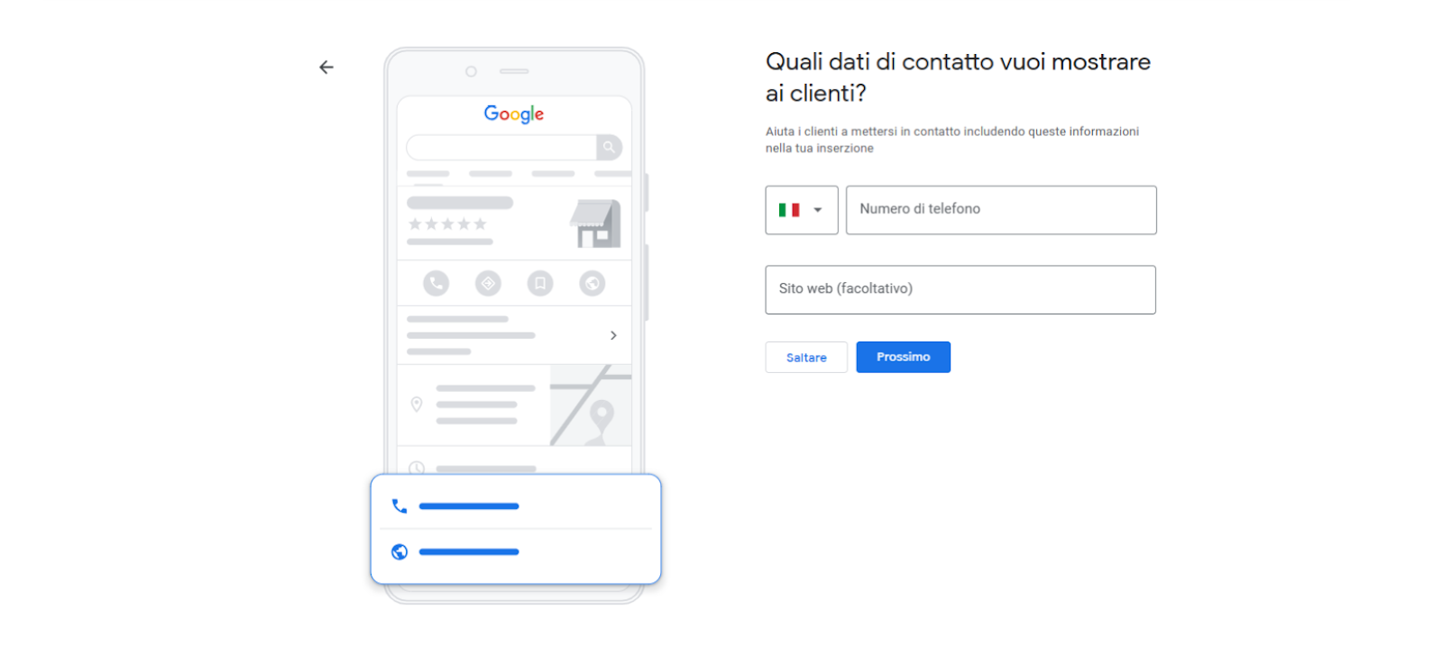 come inserire telefono google business profile