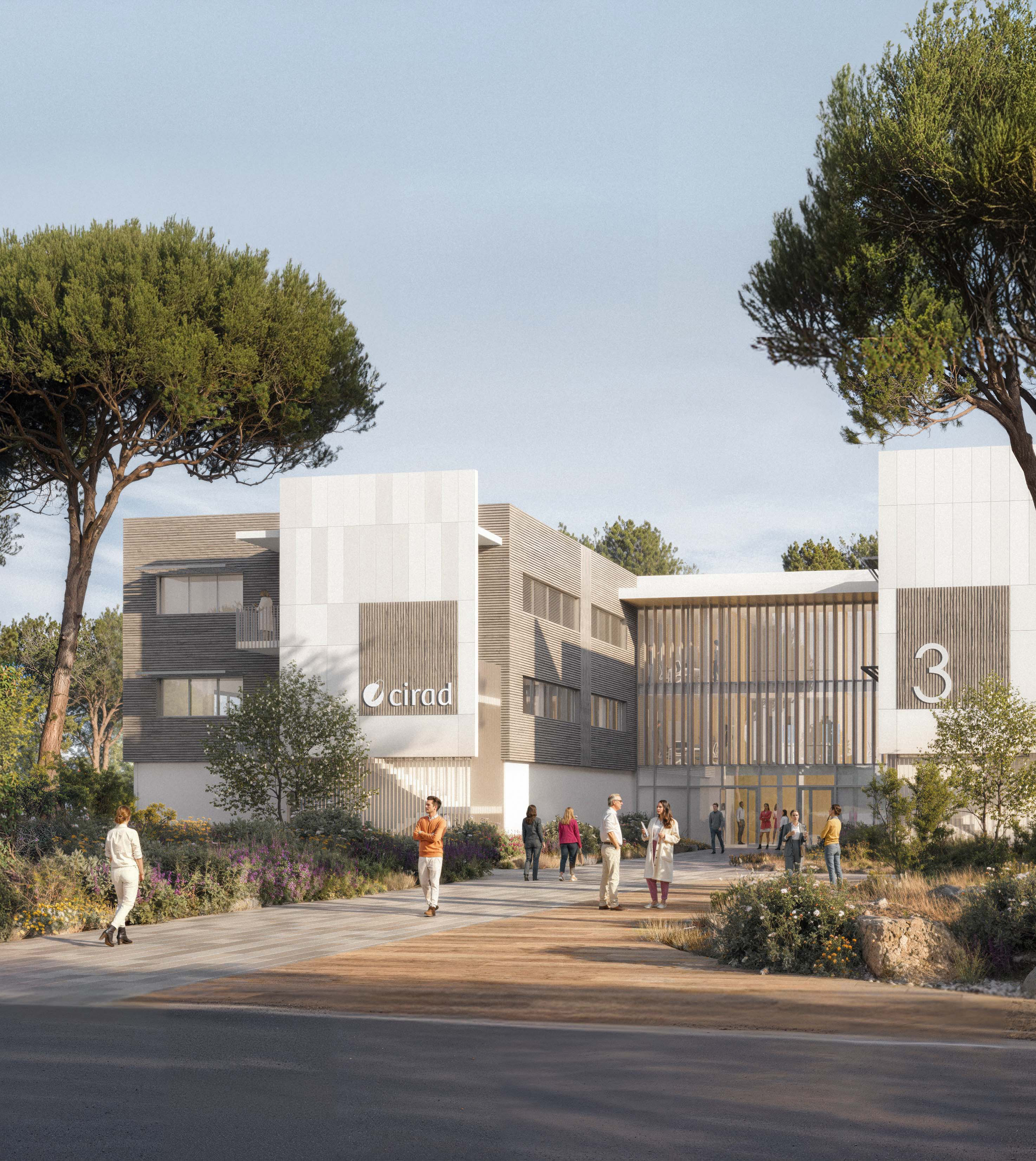 Rénovation et construction d'un bâtiment, campus CIRAD à Montpellier