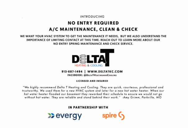 Advertisement for "no entry required" HVAC maintenance.