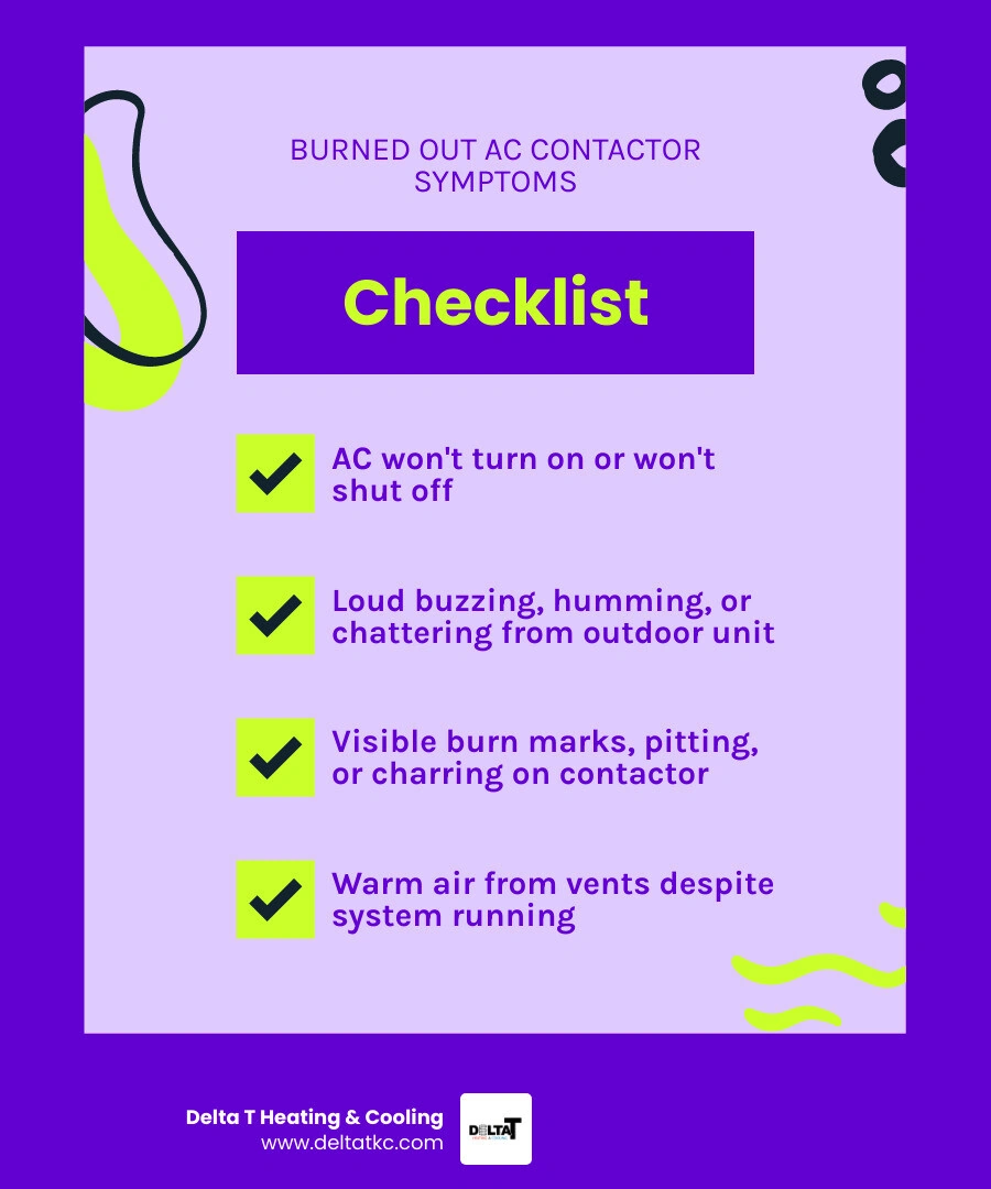 AC contactor burned out symptoms causes and warning signs infographic infographic AC contactor burned out symptoms causes and warning signs infographic infographic