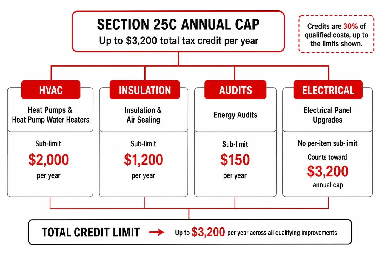 How Section 25C caps and sub-limits work for HVAC and insulation upgrades How Section 25C caps and sub-limits work for HVAC and insulation upgrades