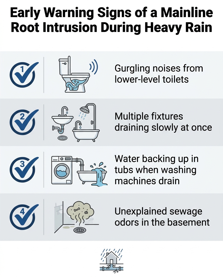Early Warning Signs of a Mainline Root Intrusion During Heavy Rain