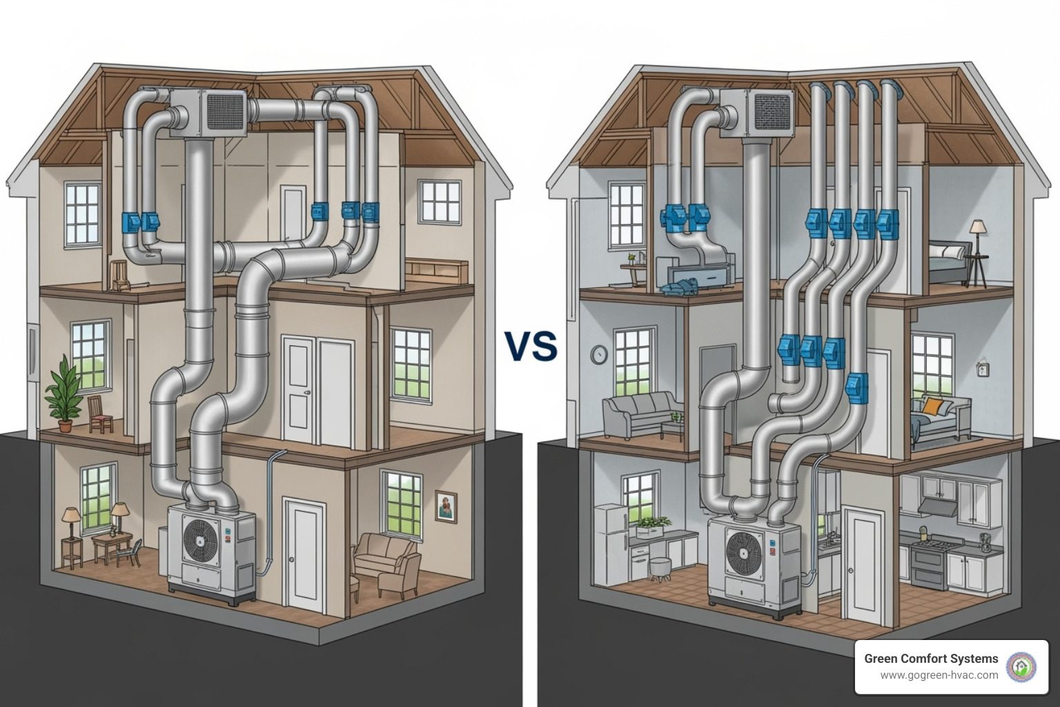comparing a ducted zoned system to a standard single-zone central HVAC system - Zoned HVAC systems