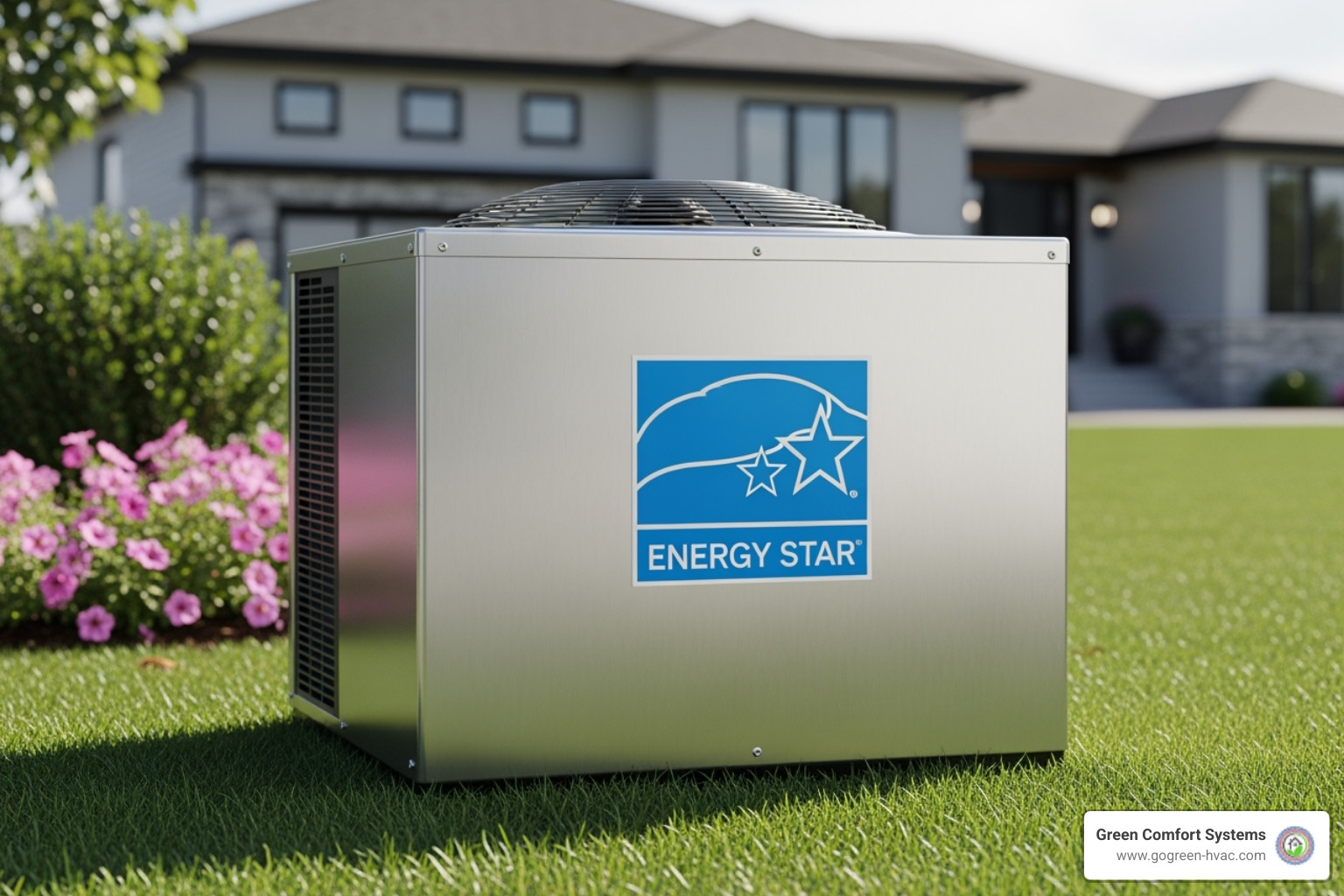 ENERGY STAR logo on a modern heat pump unit - senior discount HVAC