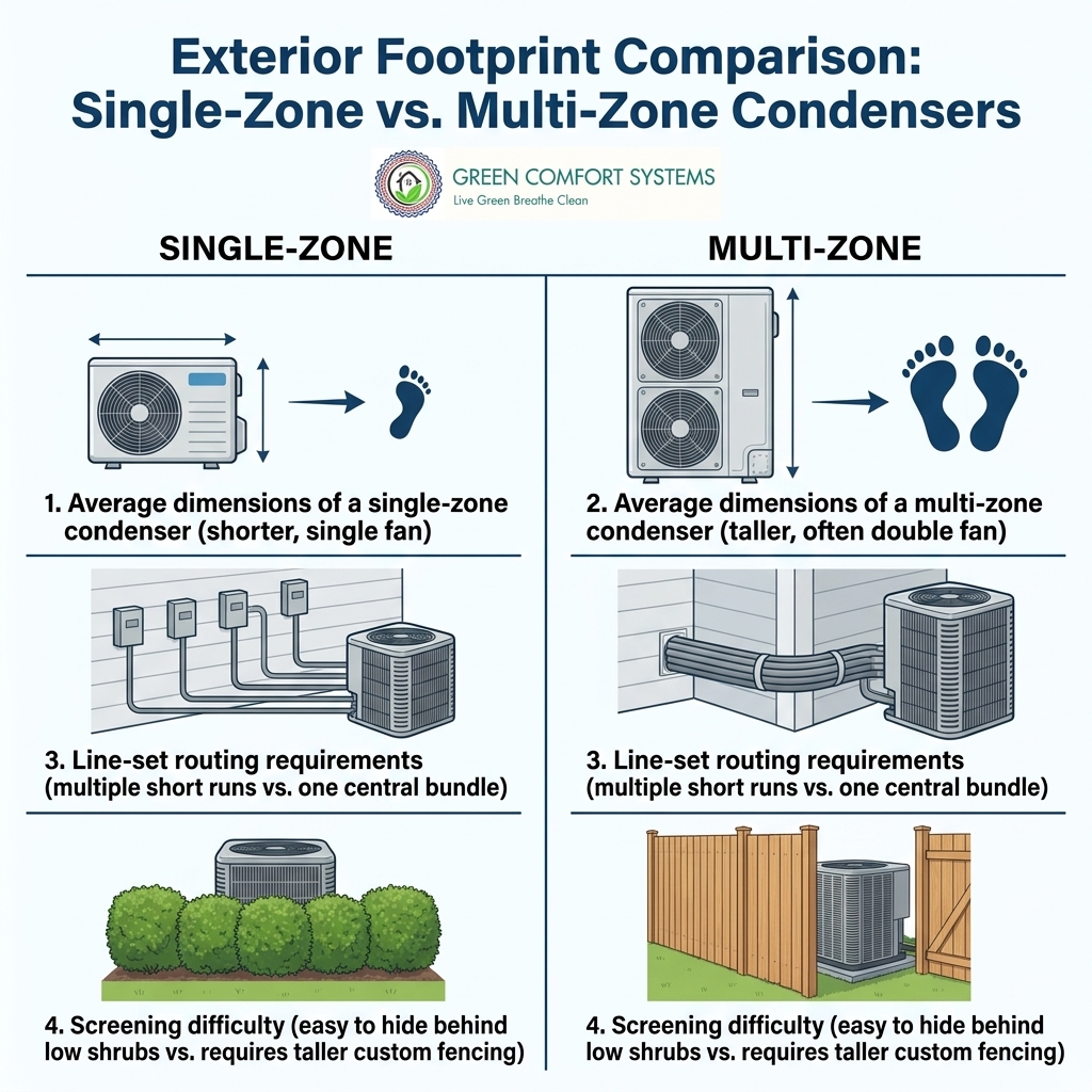 Exterior Footprint Comparison: Single-Zone vs. Multi-Zone Condensers