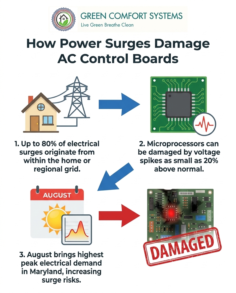 How Power Surges Damage AC Control Boards