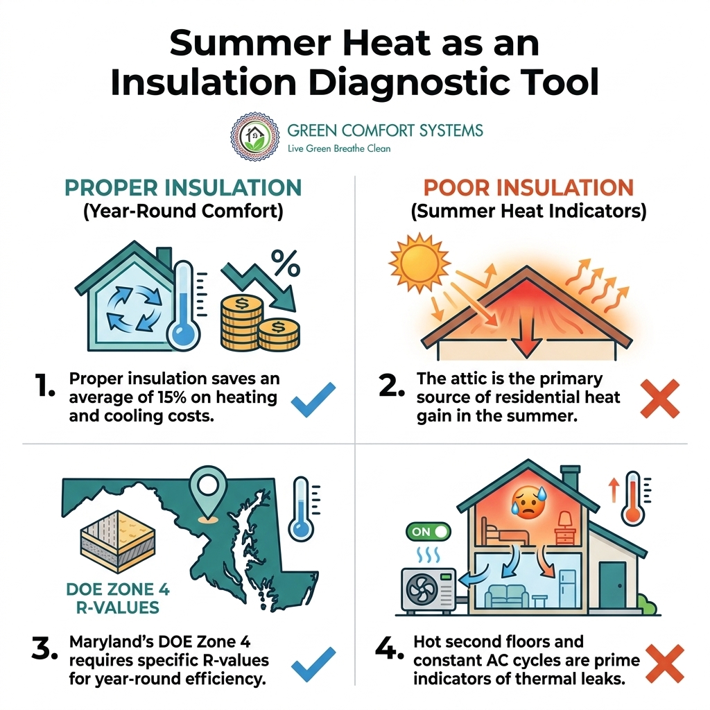 Summer Heat as an Insulation Diagnostic Tool