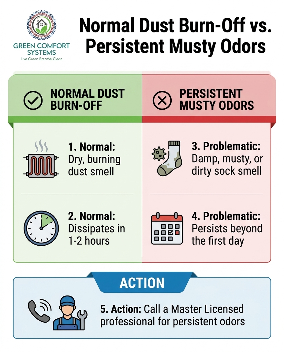 Normal Dust Burn-Off vs. Persistent Musty Odors