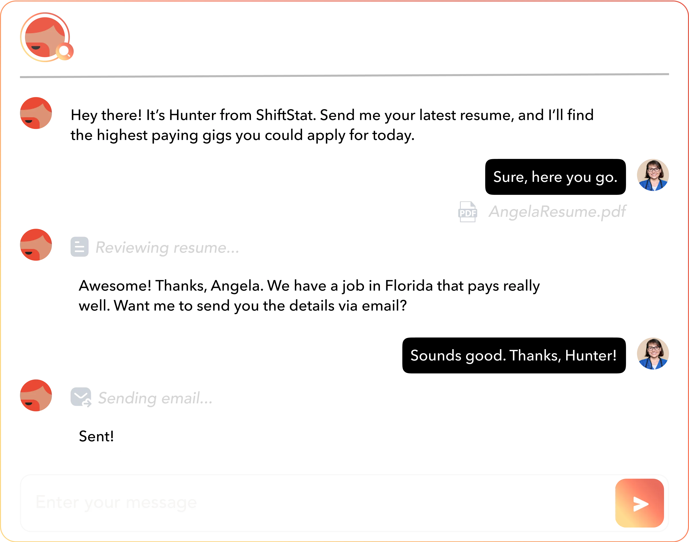 Recruiting Agent example conversation