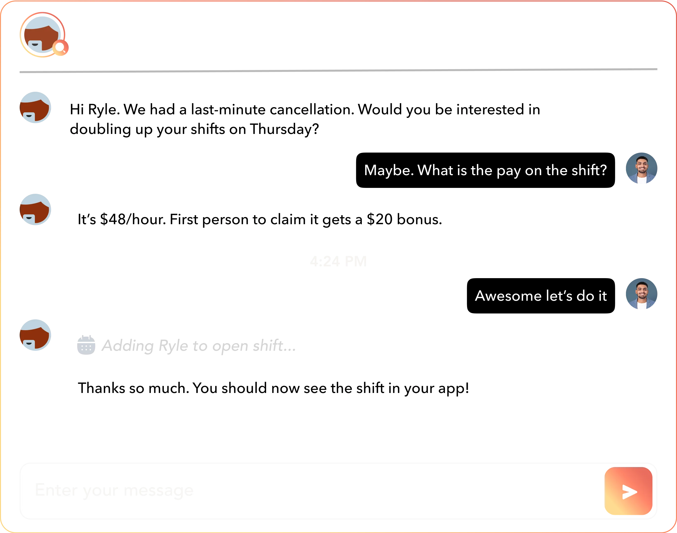 Client Management Agent example conversation