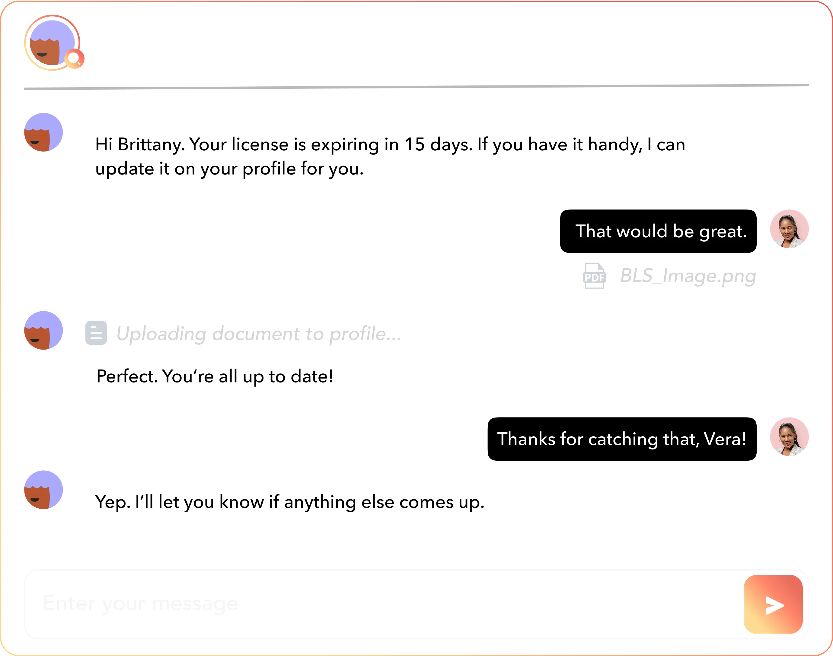Credentialing Agent example conversation