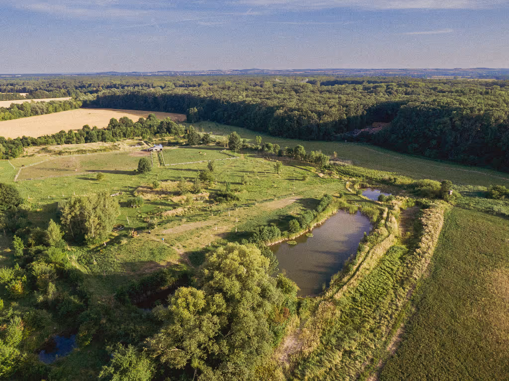 Přírodní areál na Huslíku pohled shora