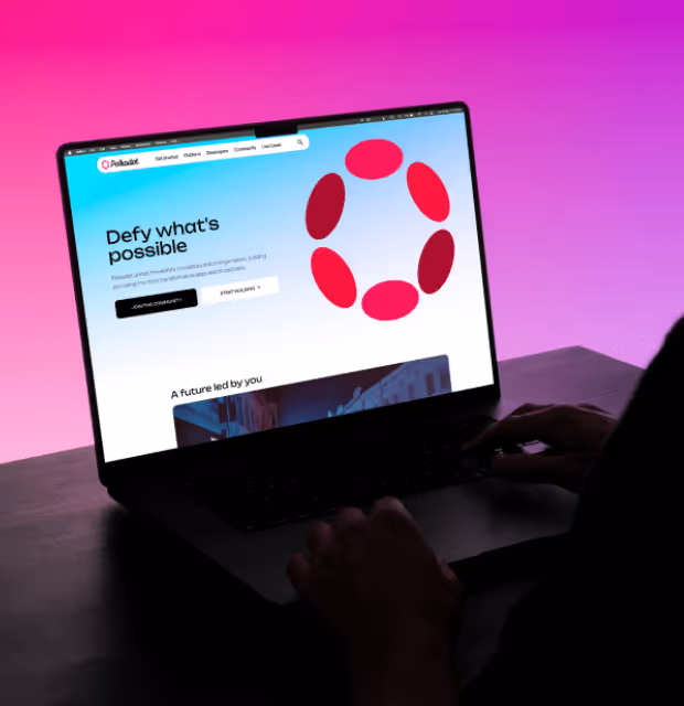 laptop showing polkadot blockchain crypto website 