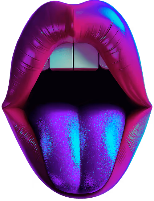 open mouth and tongue signifying crypto blockchain marketing