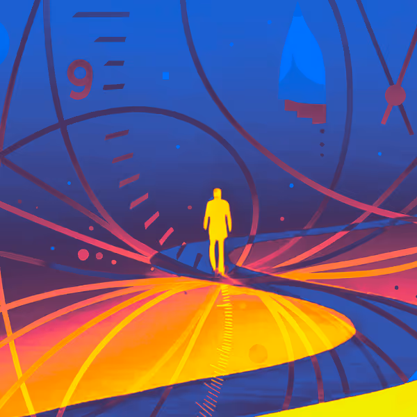 man walking digital road representing web3 brand journey