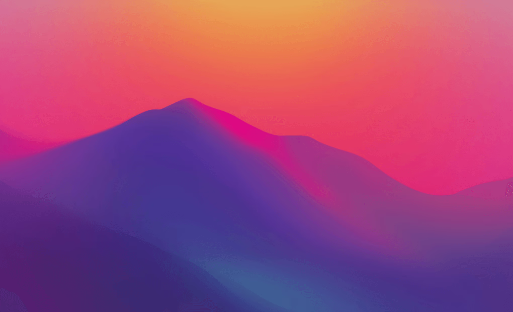 Abstract mountain landscape with pink and purple gradient representing Polkadot October achievements