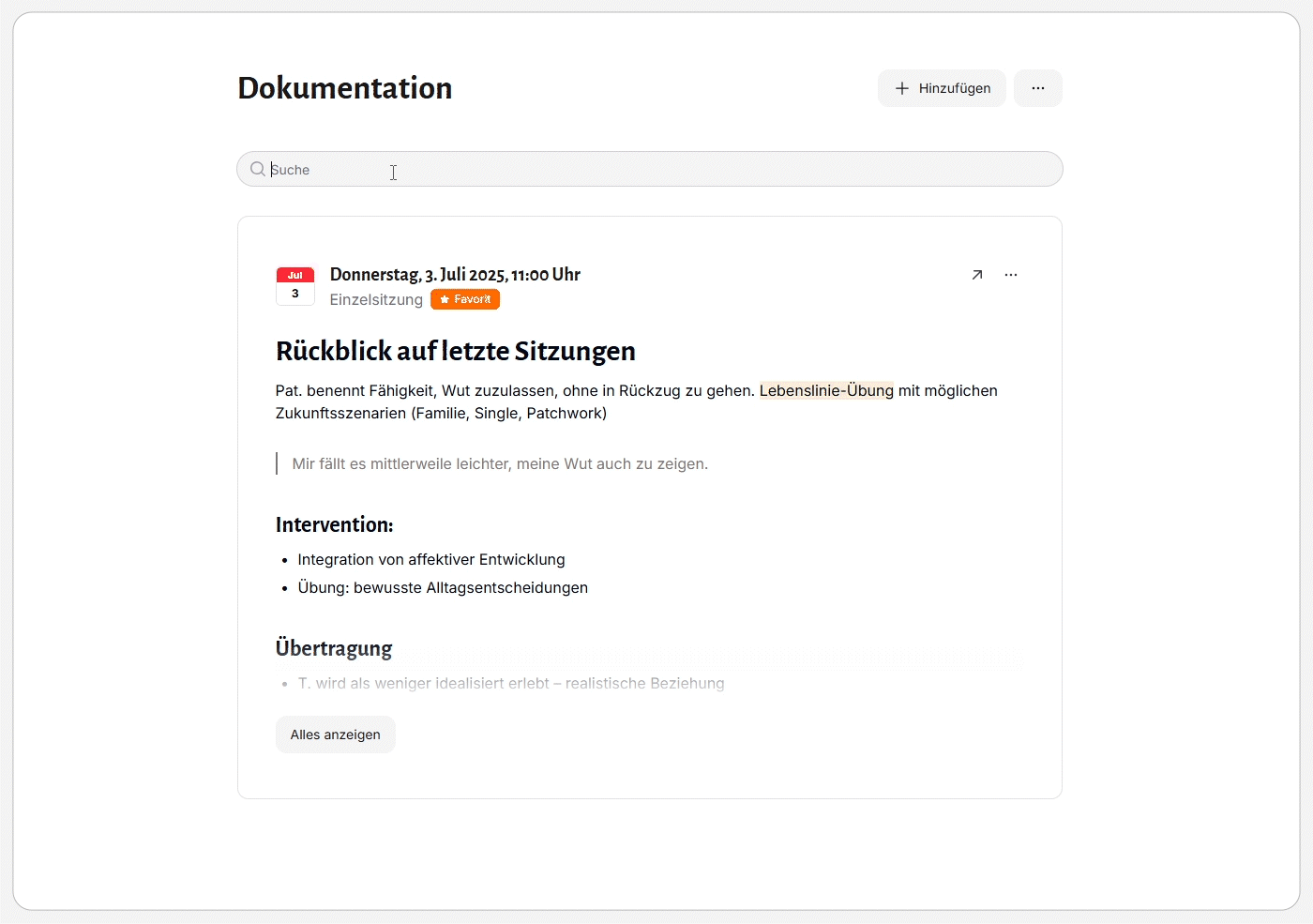 Dokumentation in Elefant®: Suchfunktion nutzen