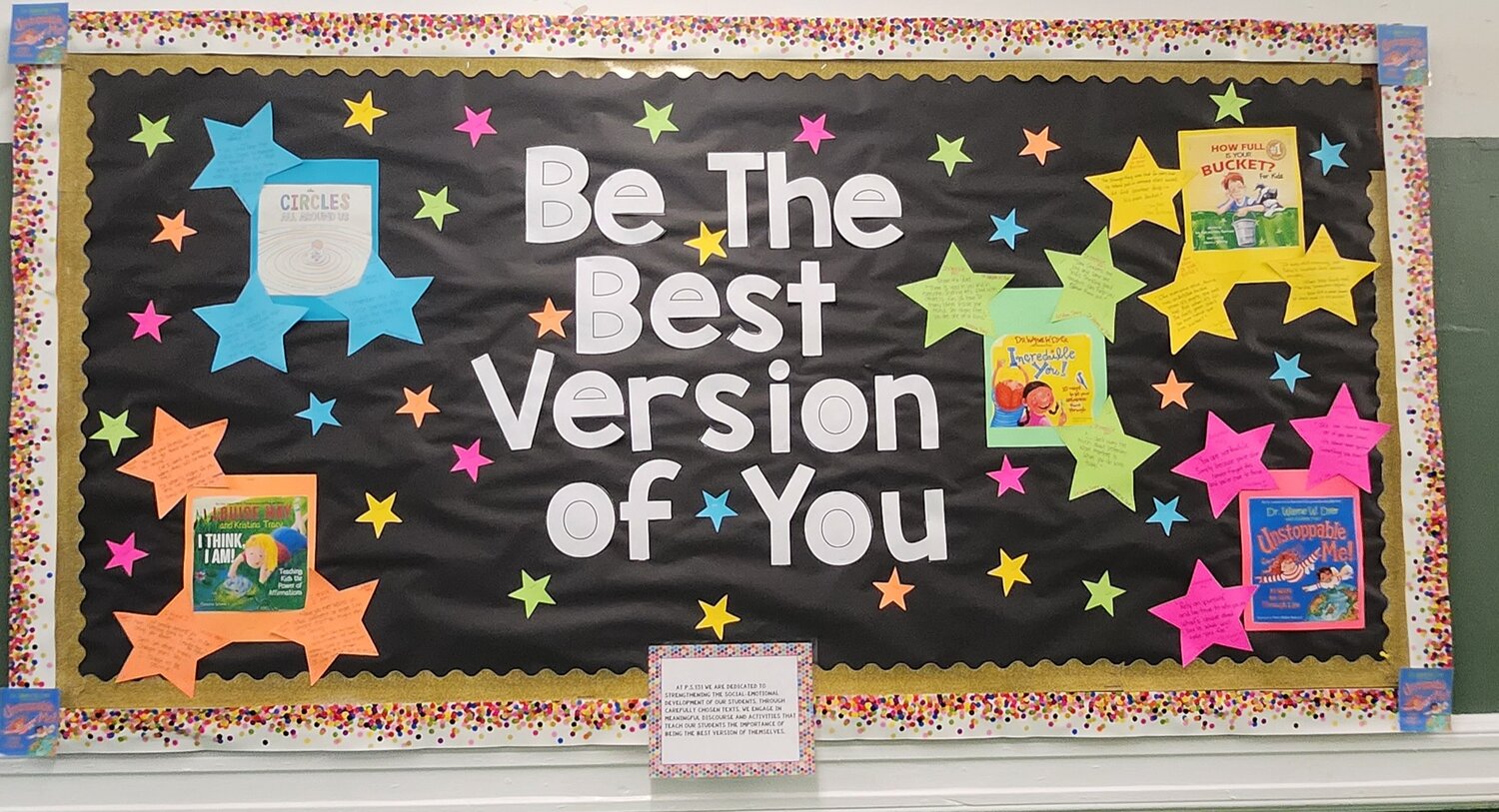 Classroom bulletin board reading Be The Best Version of You