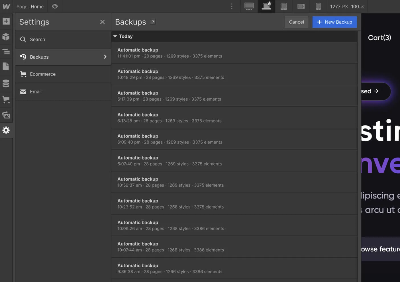 Backups - Dark X Webflow Template