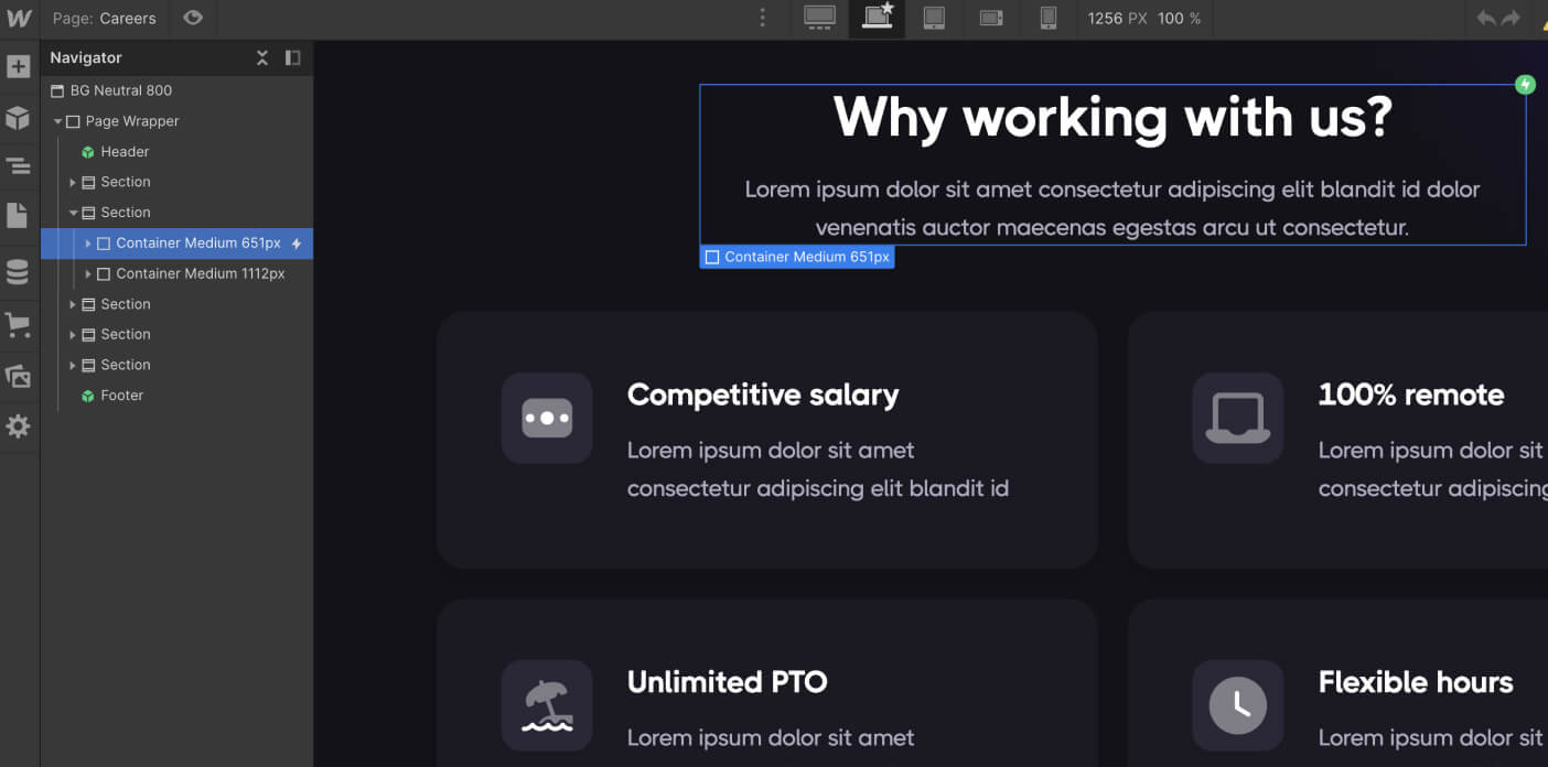 Animaciones - Plantilla Webflow Dark X