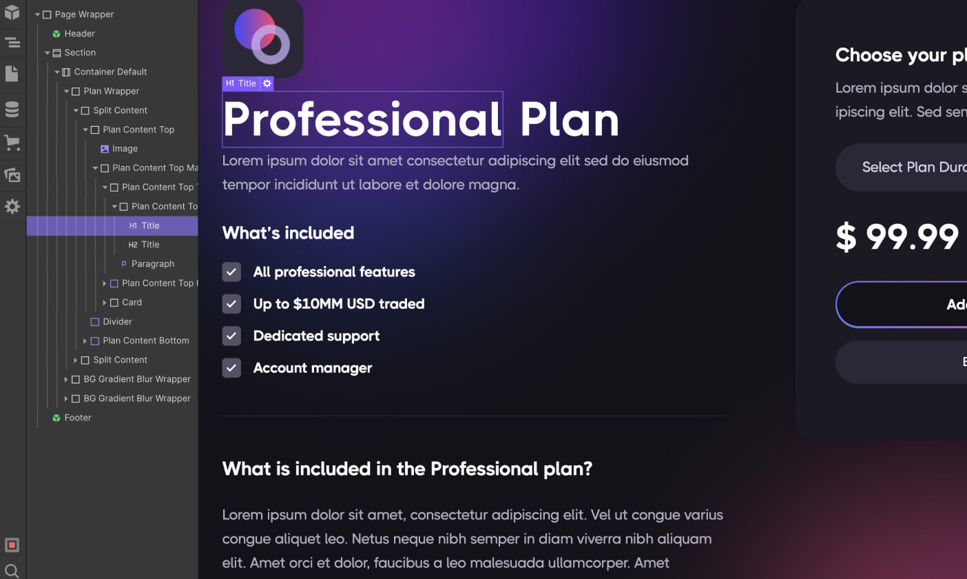 eCommerce Page - Plantilla Dark X Webflow