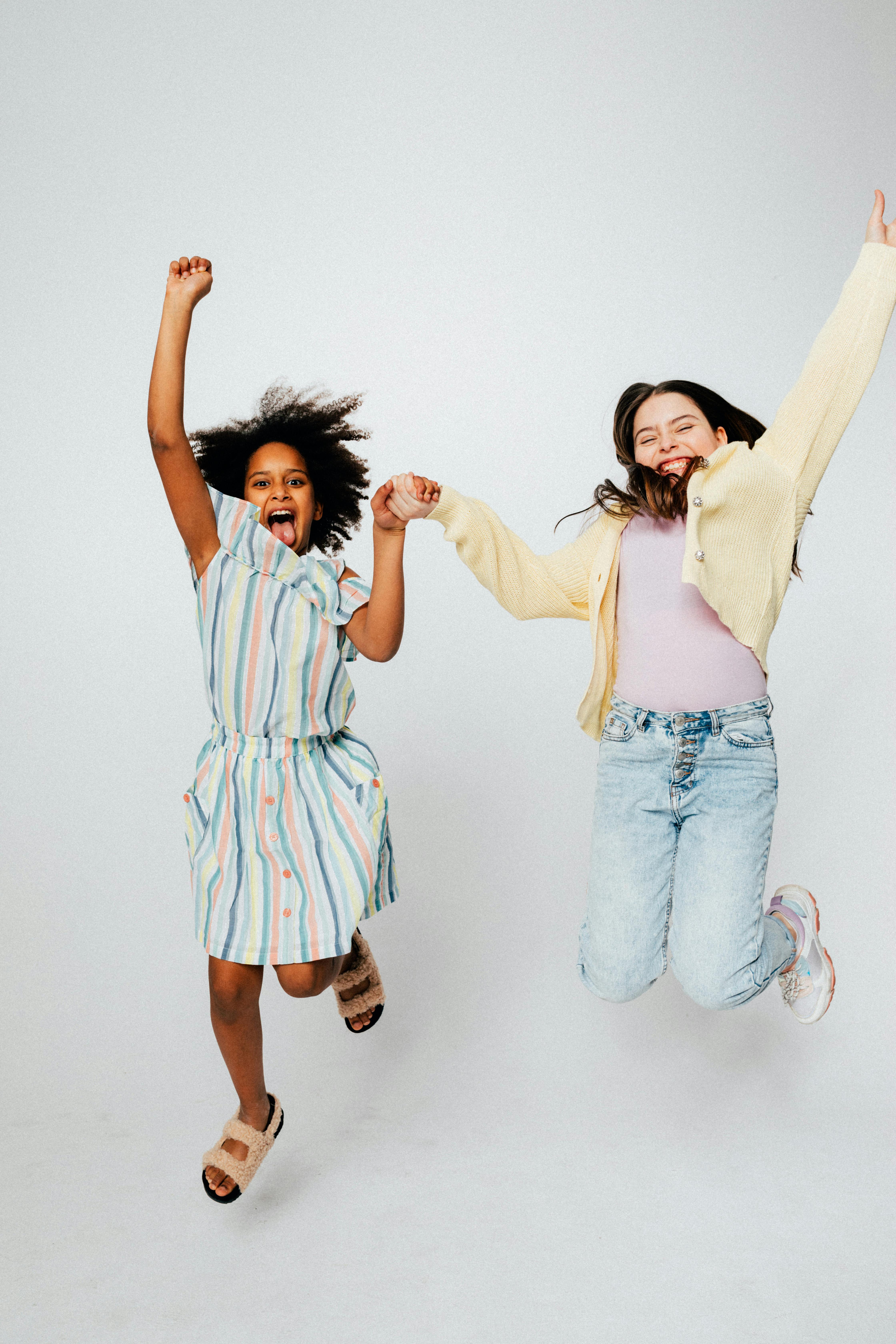 Girls jumping in the air