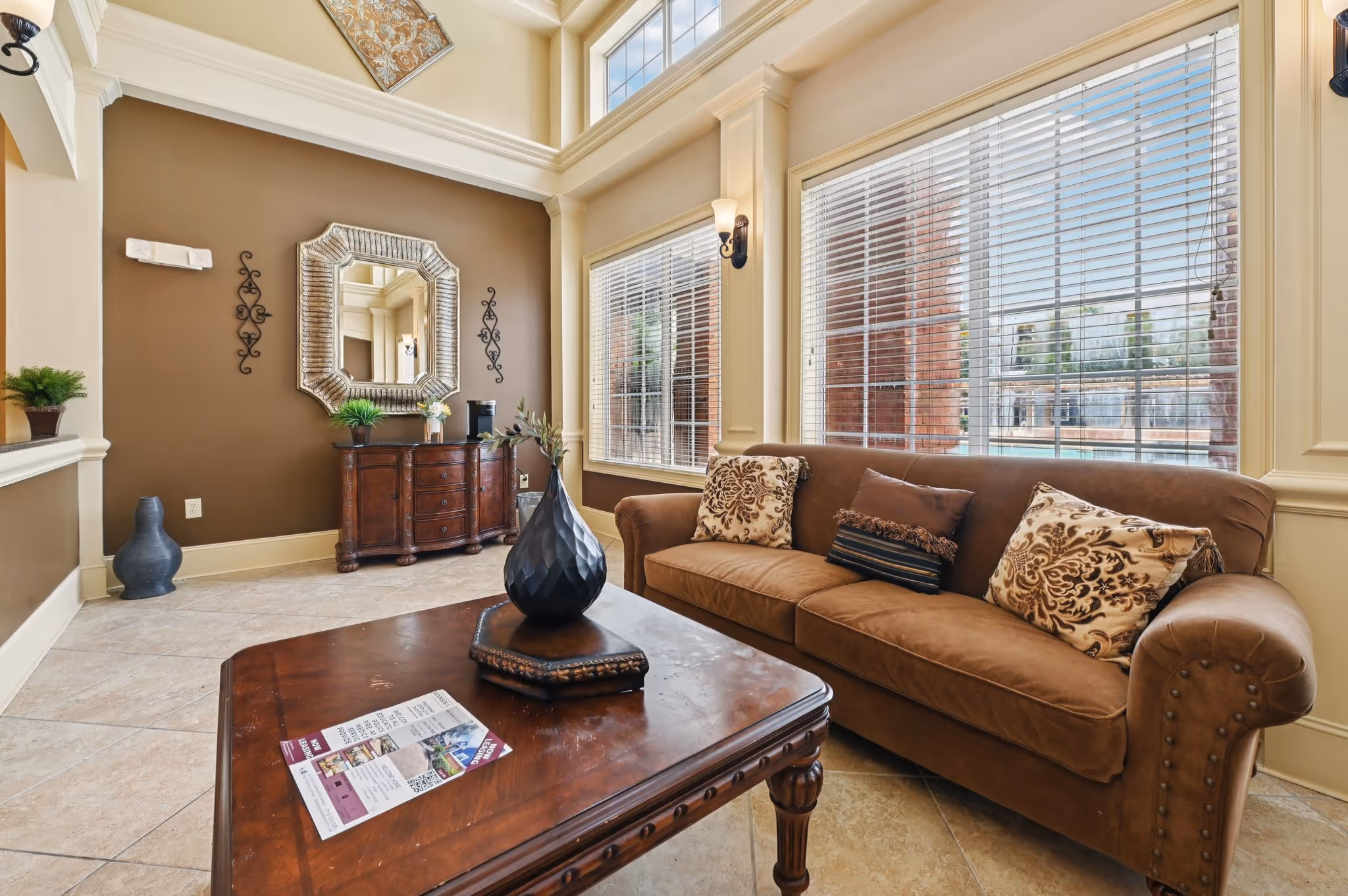 Community center brown couch