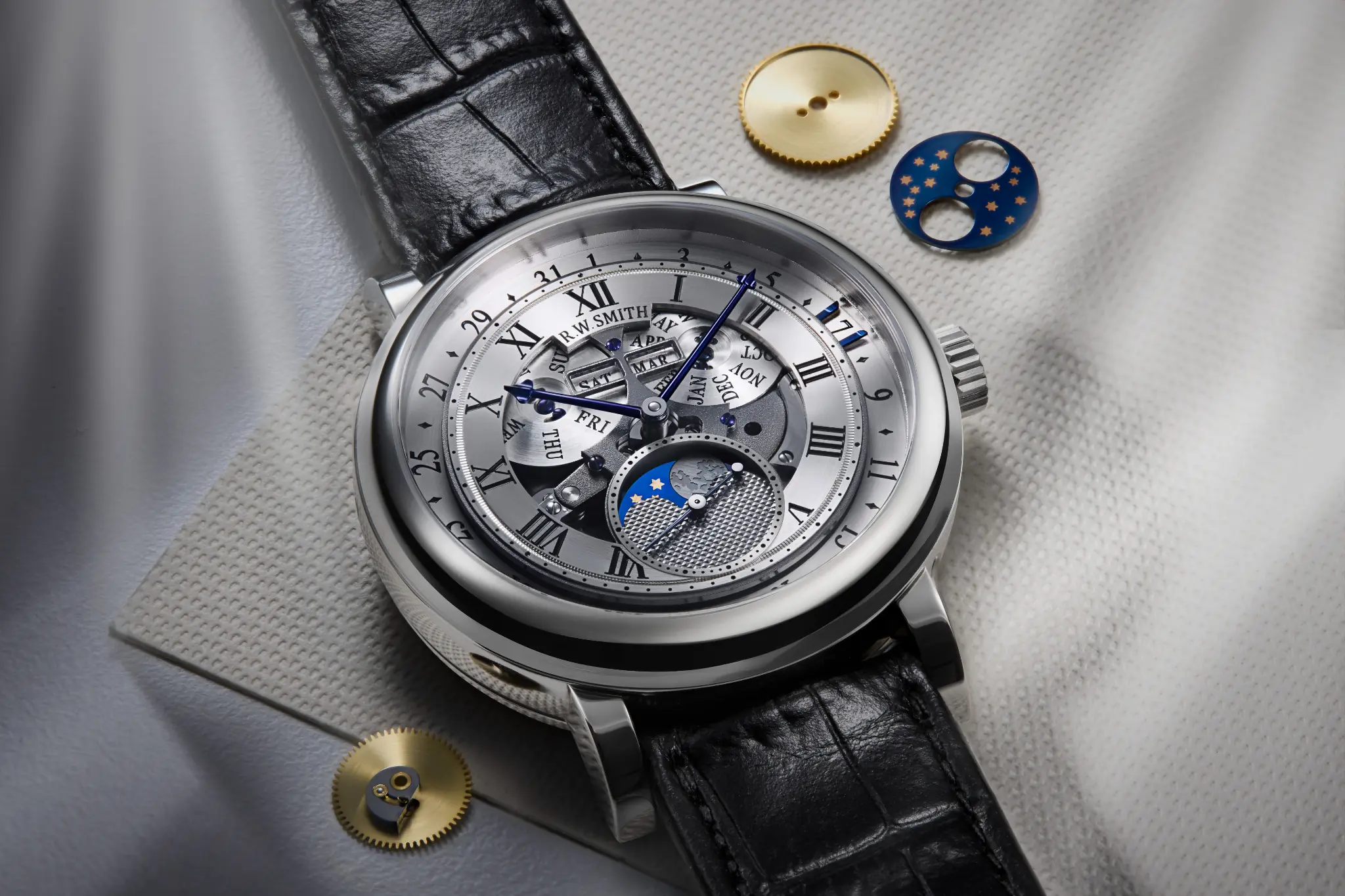 The inaugural Series Four Open Dial watch in its platinum case
