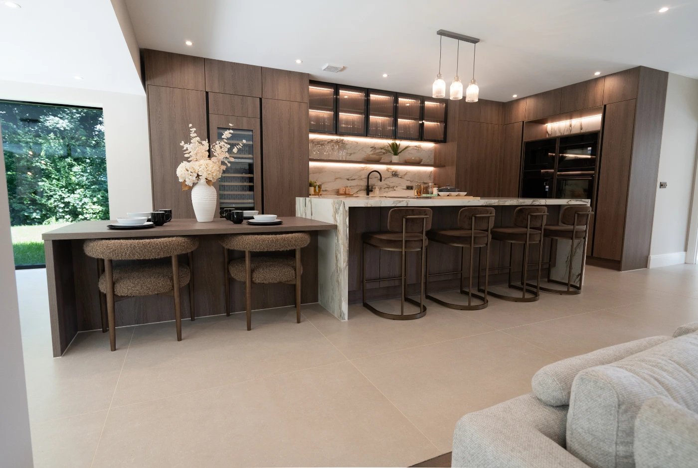 Skyfall Lodge kitchen with marble island