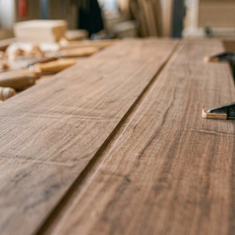Publication Instagram : plateau en bois dans l'atelier